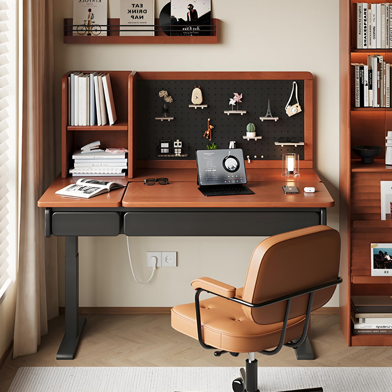 Bureau réglable en bois massif 39,37 po, H 46,85 po x l 39,37 po x P 29,53 po