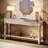 Mirrored Console Table with Shelf, 59" Modern Entryway Table Glass Sofa Table with Mirror Finish