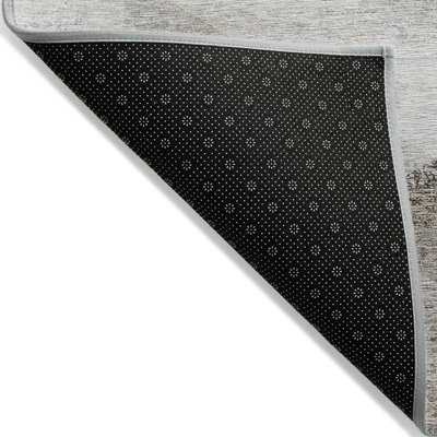 10' X 14' Silver Beige And Gray Abstract Washable Indoor Outdoor Area Rug