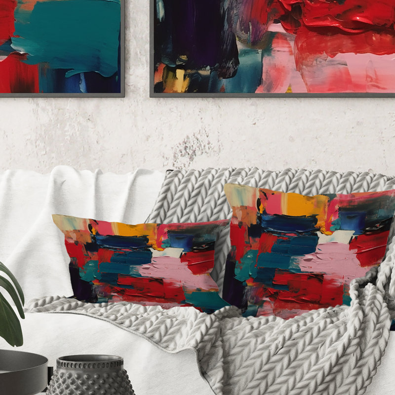 Coussin Red Teal Cubist Fusion - Cubism