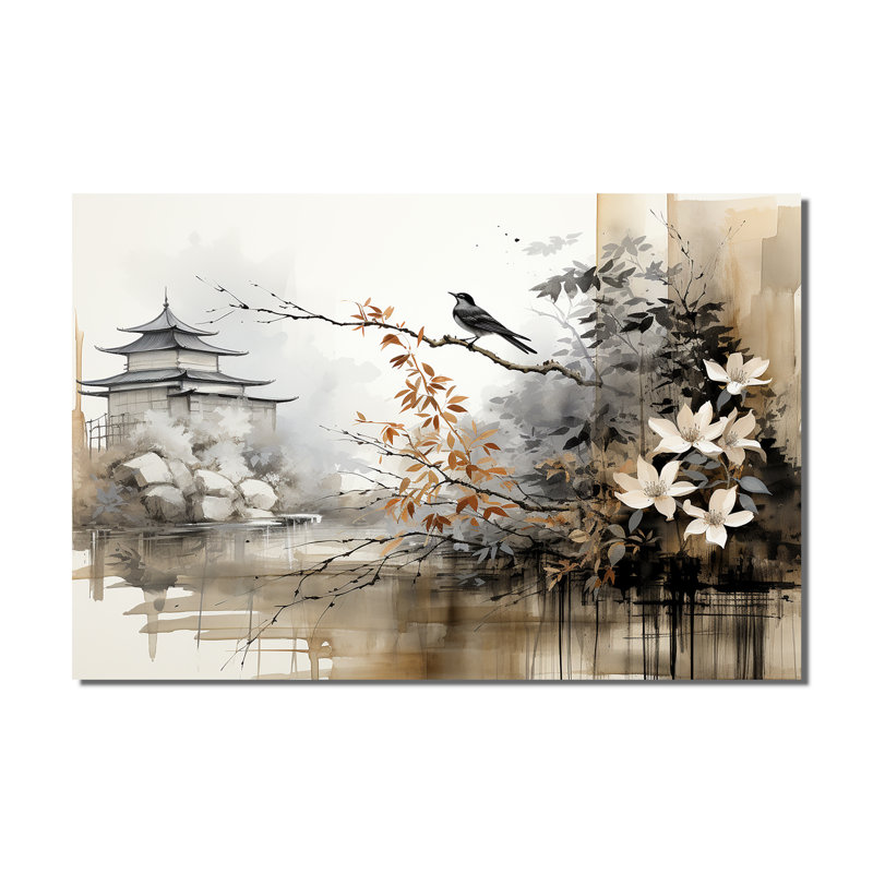 «Asian Art Sumi Bird Serenity I», reproduction d'art sur toile asiatique