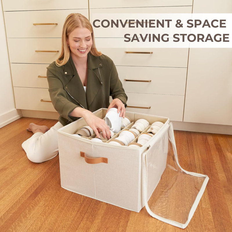 Beautiful Shoe Organizer For Your Closet - Spacious Linen Shoe Storage Box With Adjustable Compartments For Space Saving Storage - Quality Holder To Store Your Shoes For Easy Access