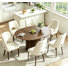 Ensemble de table de salle à manger moderne extensible ovale avec rangement caché, table de 47,2 à 63 po et 6 chaises rembourrées