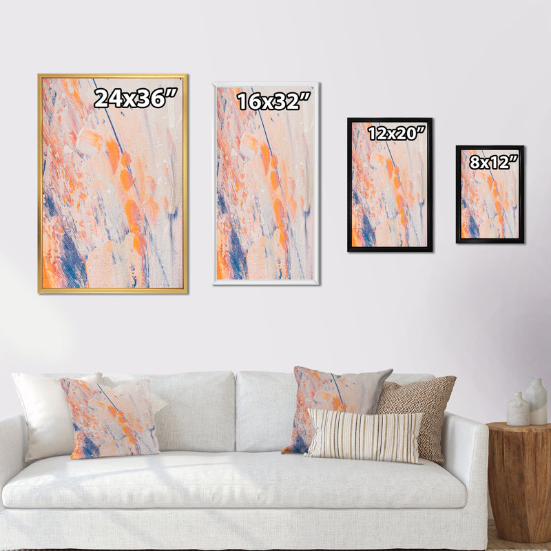 «Orange and Blue Abstract Brush Strokes», reproduction d'art moderne et contemporaine sur toile, H 32 po x l 16 po x P 1 po