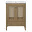 Meuble-lavabo 24 po avec lavabo en céramique, armoire de rangement en rotin avec deux portes et un tiroir, cadre solide