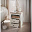 Table de chevet blanche antique avec 2 tiroirs, bois rustique pour la chambre à coucher et le salon