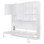 Lit escamotable mural simple avec armoire supérieure, tablettes, lit pliable peu encombrant avec lumière et USB, blanc