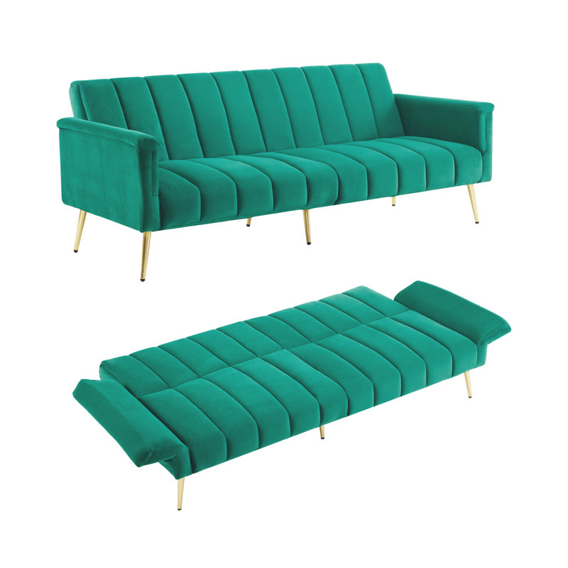 Adeboye 2 Seater Velvet Sofa Bed, Greem