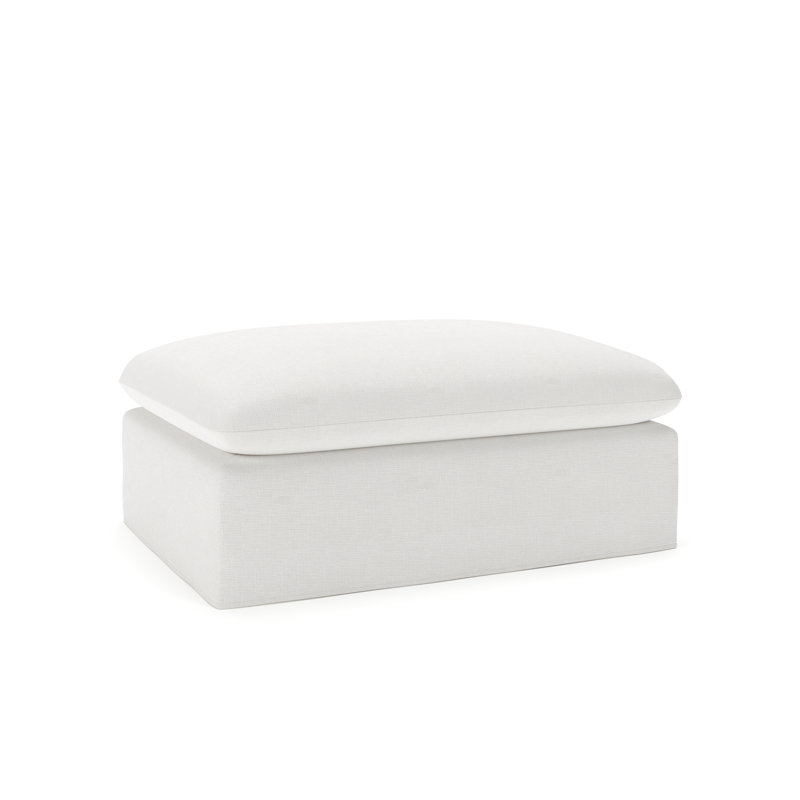 Luna Slipcovered Ottoman And A Half, Drusky Moonglow Sustain® Basketweave