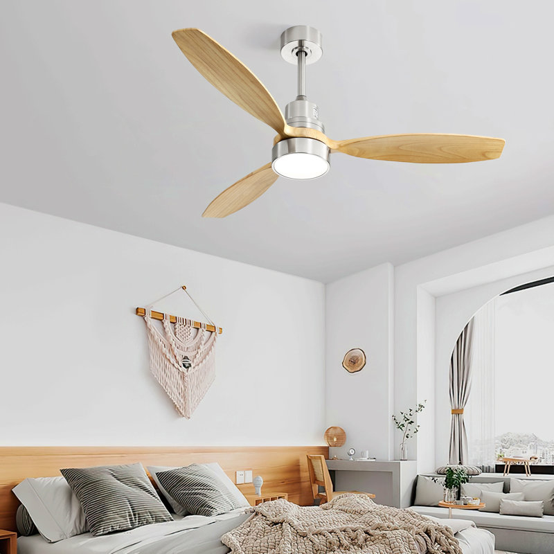 Ventilateur de plafond à profil bas intégré de 52 pouces avec ensemble d'éclairage et télécommande pour le salon