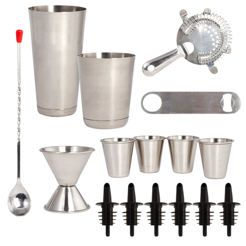 16-Piece Stainless Steel Barware Cocktail Mixing Starter Set