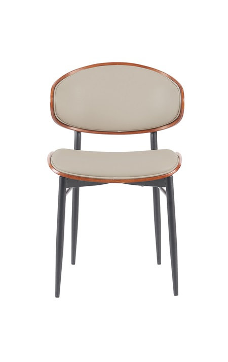 Chaise d'intérieur moderne en métal avec siège en vinyle crème