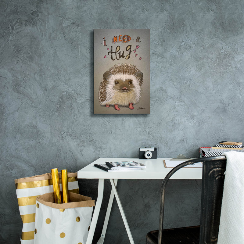  «Huggable Hedgy» par Bebe Keith, art mural sur toile, 12 po x 18 po