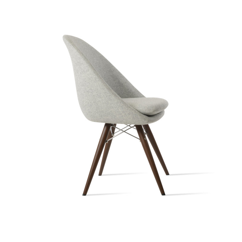 Chaise d'appoint Avanos, Laine argentée, Noyer