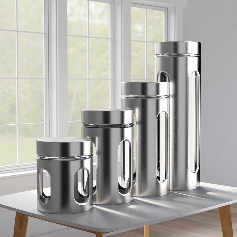 Tramontina 4 PC Stainless Steel Canister Set - Black