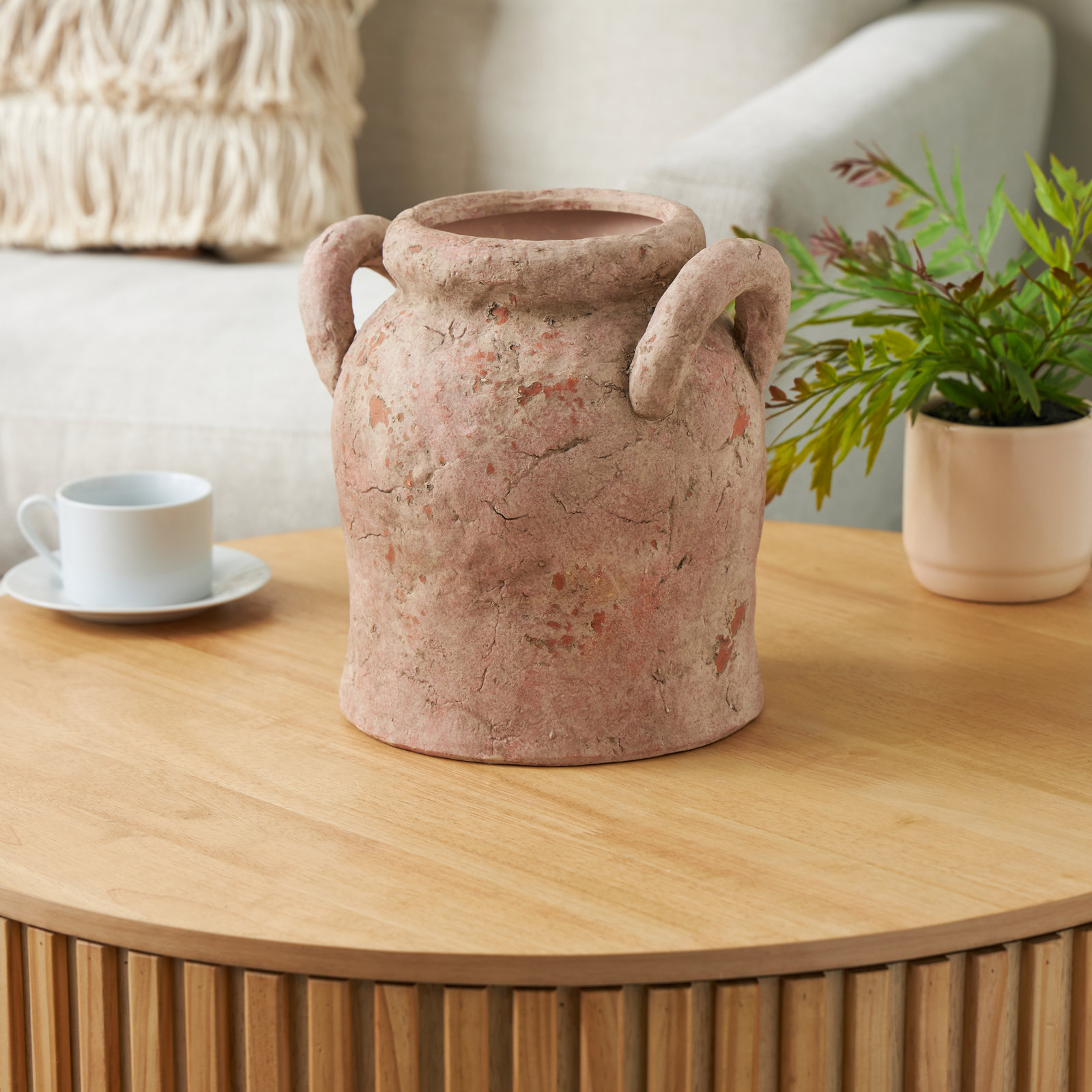Ceramic Table Vase, 10.5" H x 10.5" W x 9" D, Pink