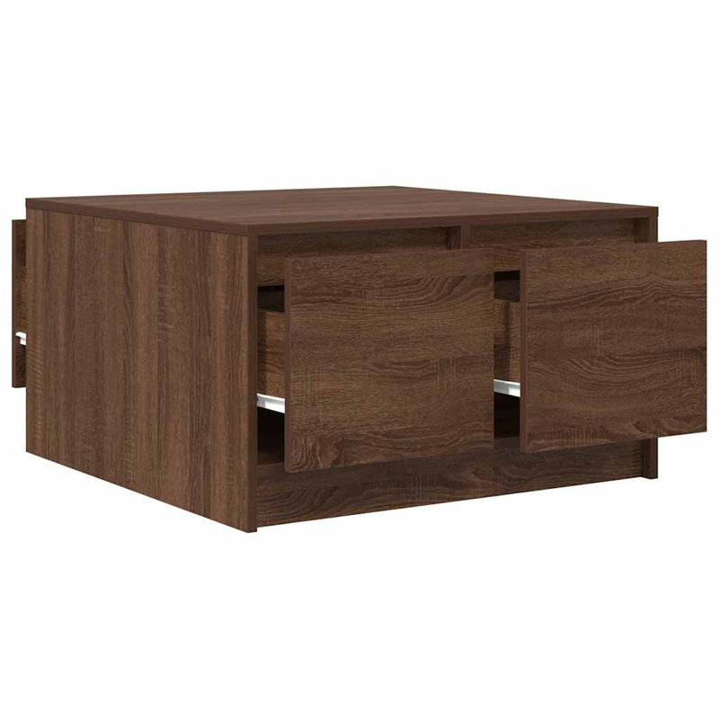 Coffee Table with Storage, 40" H x 70.5" L x 70" W, Brown Oak