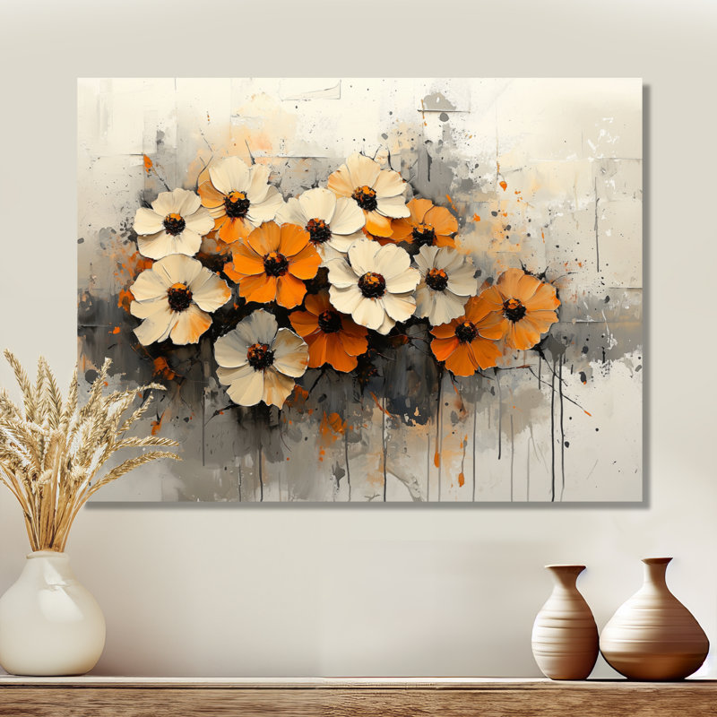 Imiya Zinnias Flowers Winter Hues IV - Zinnias, art mural, H 30 po x l 40 po, Toile tendue, Ne s’applique pas