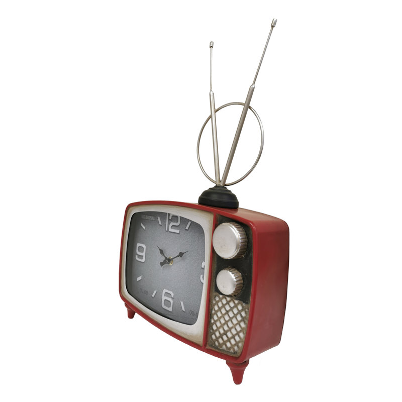 Horloge de table télé rouge classique