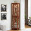 Corner Curio Cabinet With Four Adjustable Tempered Glass Shelves And Integrated Lighting System For Displaying Precious Items