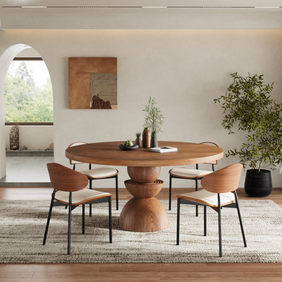 5Pcs/7Pcs Solid Wood Dining Table Set For 4/6/8