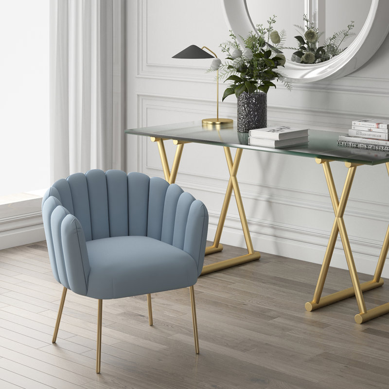 Fleckenstein Velvet Side Chair, Sea BLue