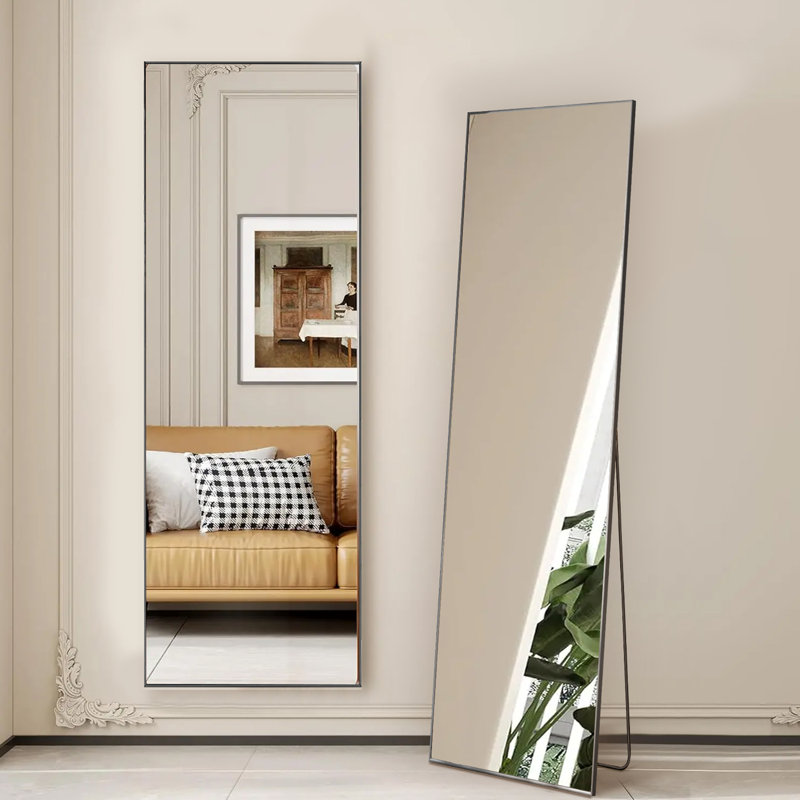 Miroir pleine longueur en métal (ensemble de 2), 59 po x 16 po, Noir
