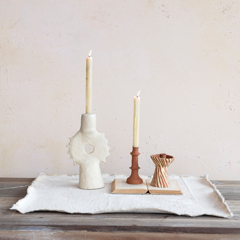 Darl 12'' H Paper Mache Tabletop Candlestick