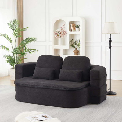 Canapé-lit convertible 2-en-1 en chenille pliable avec couverture fonctionnelle