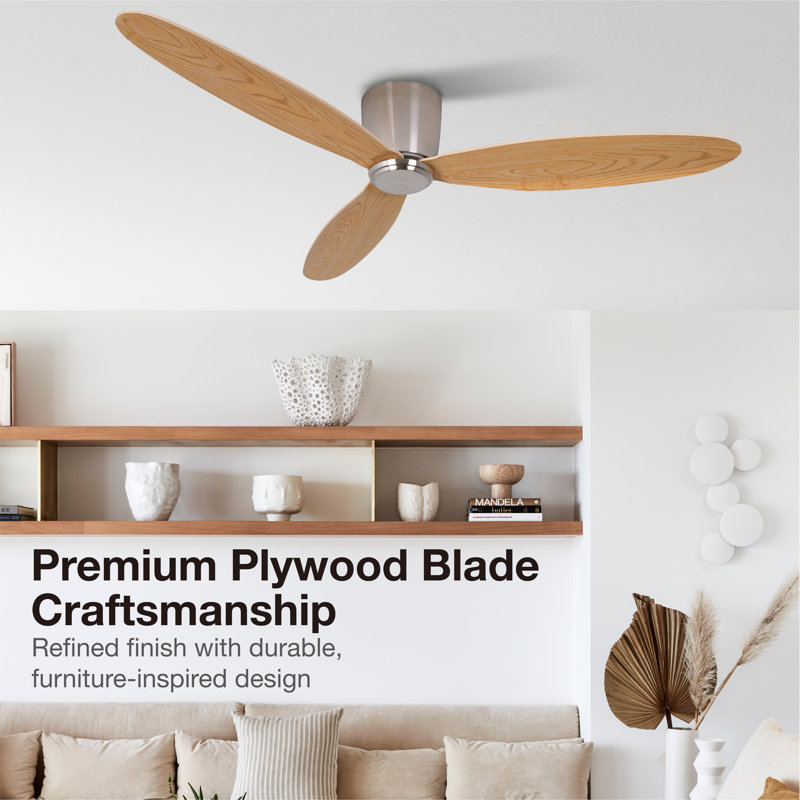 Radar 52in 3-Blades Indoor Ceiling Fan with Remote Control, Brushed Chrome