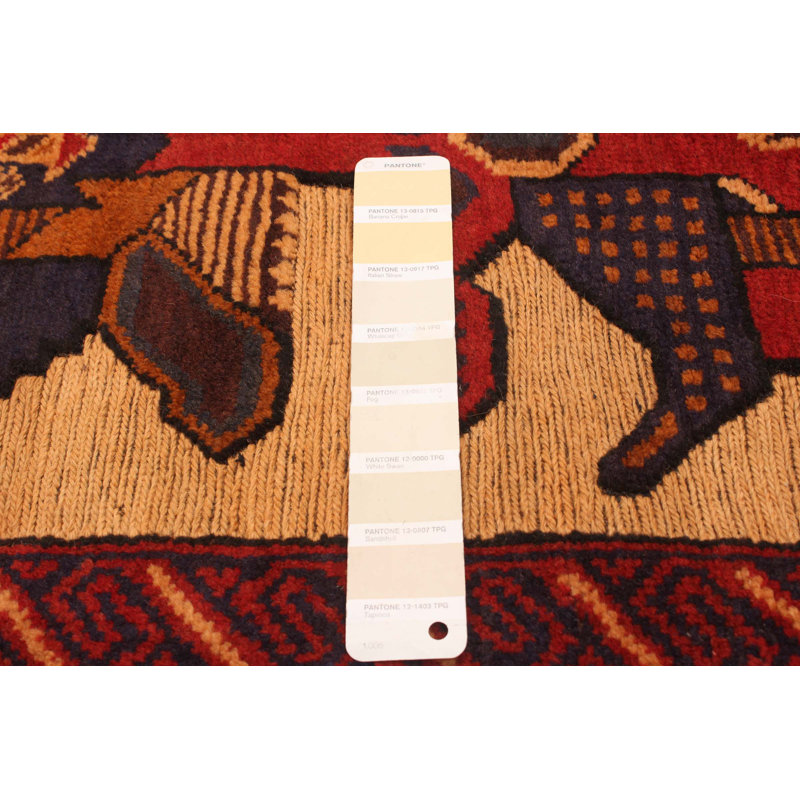 Tapis rouge kaki tadjik 4 po 3 po x 7 po 1 po