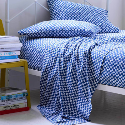 Novogratz by Utica Petite Painted Check 140 Thread Count Gingham 100% Cotton Sheet Set
