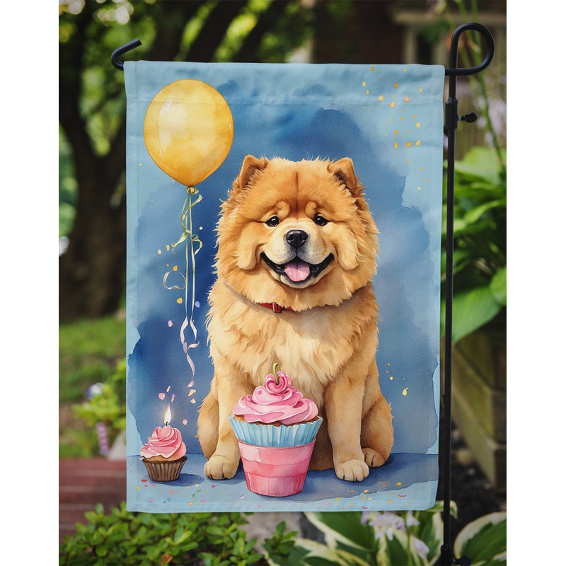 Drapeau de jardin «Happy Birthday», Chow-chow
