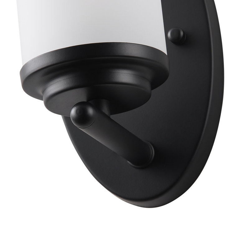1-E26 Light Bulb 4.33inch Wall Sconces with Glass Shade, Matte Black
