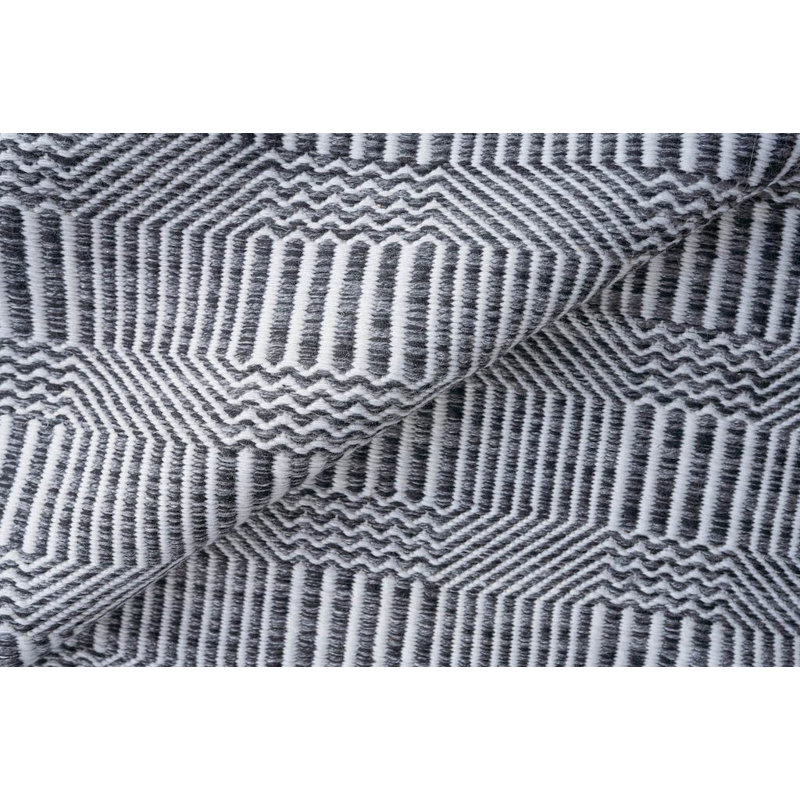 Rectangle Naples Geometric Handmade Flatweave Recycled P.E.T. Area Rug in Gray, Rectangle 10' x 14', Charcoal