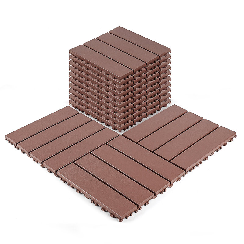 Carreaux de terrasse en plastique emboîtables, Brun