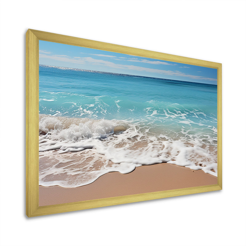 «Shoreline Shadows On Beautiful Beach On», reproduction sur toile, H 12 po x l 20 po x P 1 po, Encadrement doré