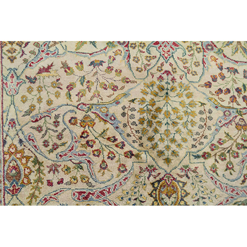 Hand-Knotted High-Quality Cream and Black Area Rug