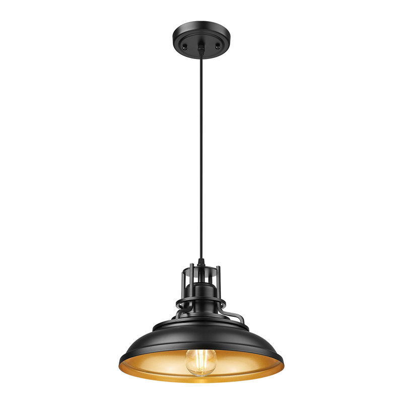 Luminaire suspendu industriel 1 lumière Barn, H 98,5 po x l 12 po x P 12 po, Noir mat