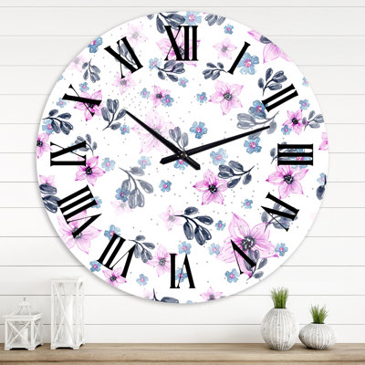 Fleurs et pétales roses - Horloge murale traditionnelle