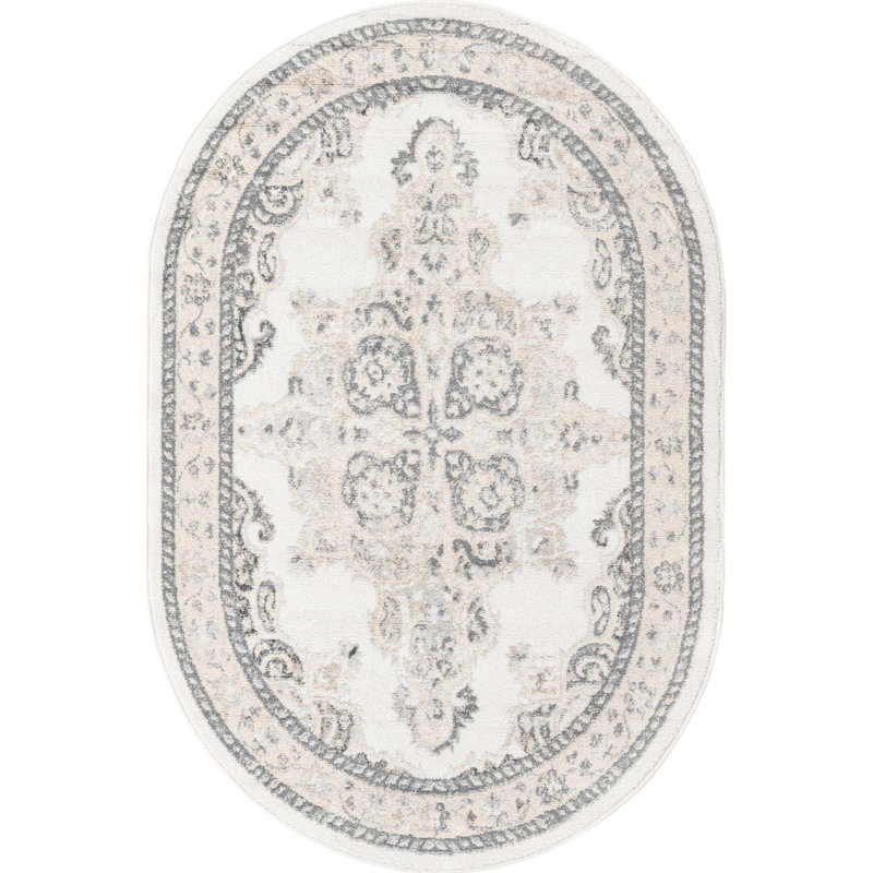 Anjelita Oriental Indoor Rug, Oval 4' x 6'