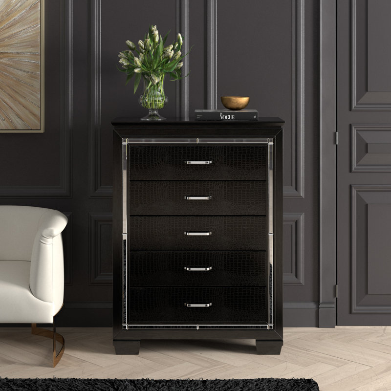 Oscar 38'' W 5 - Drawer Dresser, Black