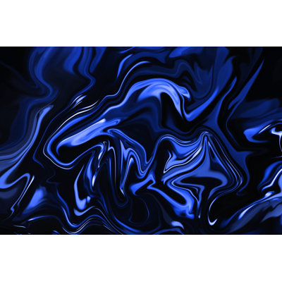 Marble Blue Black Neon Background 1 Piece Wrapped Canvas Wall Art