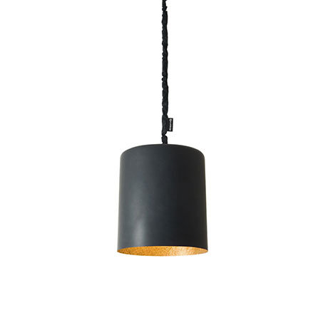1 - Light Black Drum Pendant, Black/Gold