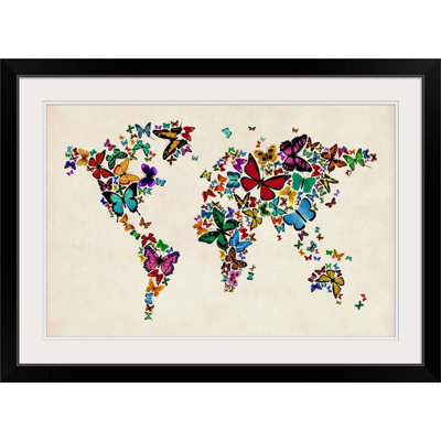 «Butterflies Map of the World» par Francy, impression