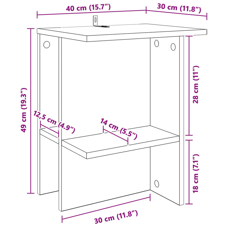 Coffee Table with Storage, 49cm H x 40cm L x 30cm W, White