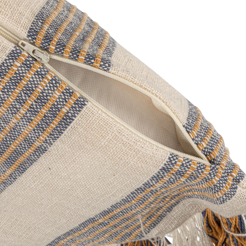 Stripe Cotton Pillow With Fringe