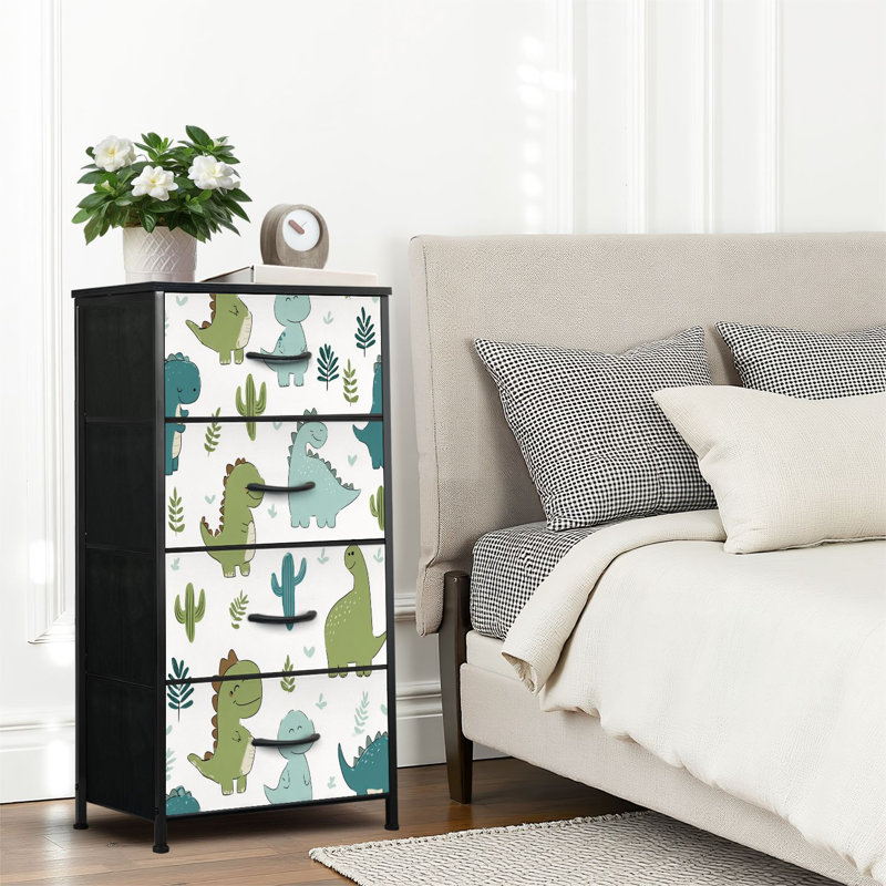 4 Drawer Dresser for Bedroom, Narrow Chest of Drawers, Wooden Top and Study Iron Frame 18"x37.5"-(WxH)