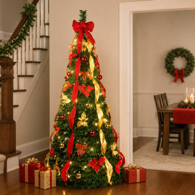 Sapin de Noël artificiel pré-illuminé de 2,3 m (7,5 pi) avec 200 lumières chaudes