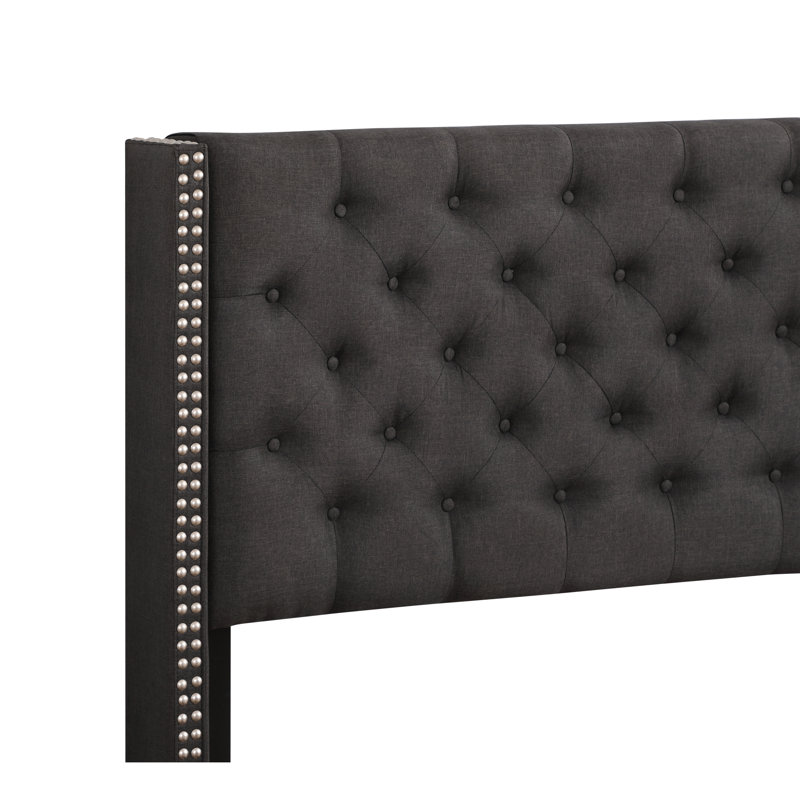 Supportive Frame Fabric Transitional Queen Bed For Versatile Room Styles
